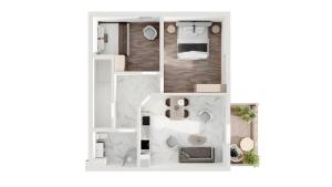 a rendering of a floor plan of a house at Feriendomizil Putbus - Nr. 3b in Putbus +196 photos