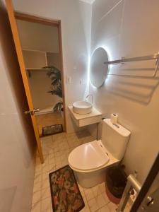 a bathroom with a white toilet and a mirror at Nora's Place in Panglao Island +241 photos