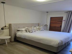 a bedroom with a large bed and a table at NiNETEEN28 Guesthouse in Pietermaritzburg