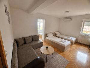 a living room with a couch and a table at Prenoćište-Vila Tasić in Vranje
