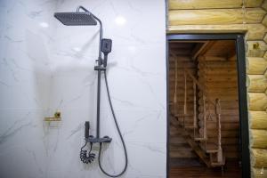 a shower in a bathroom with a shower head at Gora Babilina in Gordi +71 photos
