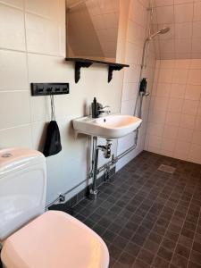 a bathroom with a toilet and a sink at Kullagård Hotell in Mölle +29 photos
