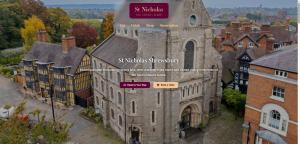 an aerial view of an old building in a city at St Nicholas Hotel Shrewsbury in Shrewsbury