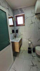 a bathroom with a sink and a toilet at Guest House in Theth Agostini in Theth