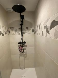 a shower in a bathroom with a shower at Les rives du Lay gîte Charette in Le Boupère +24 photos