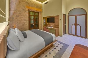 a bedroom with a large bed and a television at City Centro by Marriott San Luis Potosi in San Luis Potosí