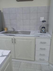 a kitchen counter with a sink and a blender at Sydney's Guest House in Johannesburg