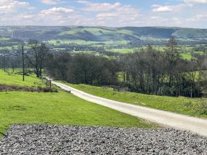a gravel road on a hill with a green field at Birch Cottage - Ukc9267 in Hope