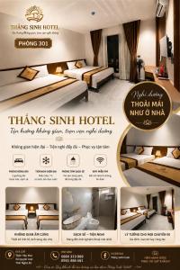 a flyer for a hotel with two beds in a room at Thắng Sinh Hotel - Biển Quỳnh Bảng in Quỳnh Lưu