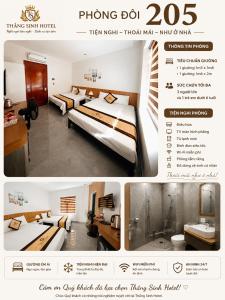 a flyer for a hotel with two beds and a bathroom at Thắng Sinh Hotel - Biển Quỳnh Bảng in Quỳnh Lưu