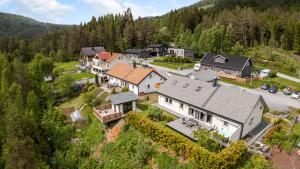an aerial view of a home in the mountains at Hus i Stryn med utsikt in Stryn
