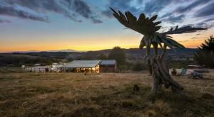 a sculpture of a palm tree in front of a building at Domaine d'Equital'Or in Cressanges