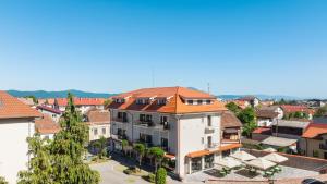 an overhead view of a building with an orange roof at Sub Cetate in Râşnov