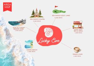 a map of the lily cove resort and water park at Lucky Ewe - Ocean View Retreat in Gualala