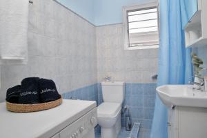 a bathroom with a toilet and a sink at Vottas Seaside House Nea Makri in Nea Makri +22 photos