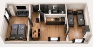 an overhead view of a floor plan of a house at Apartmány Pod Stráží in Sušice
