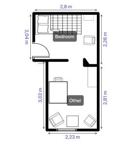 a floor plan of a small house at Skibbild in Vildbjerg