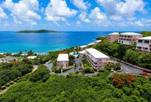 an aerial view of a resort next to the ocean at East End Escape in Christiansted