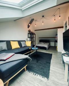 a living room with two couches and a television at Sabrina in Tarbes