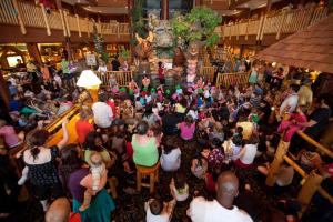 an overhead view of a crowd of people at a party at Great Wolf Lodge Waterpark Resort in Niagara Falls +95 photos