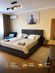 a bedroom with a large bed in a room at Harmónia Home in Miskolc