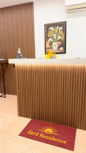 a bar in a restaurant with a sign on it at Iart Residence in Shirokë +219 photos