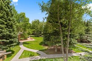 an overhead view of a park with trees and a path at Lodgepole #2003 in Keystone