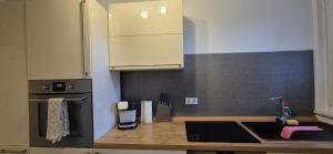 a kitchen with a counter top with a sink at Moderne liebevolle Ferienwohnung in Bergkamen +17 photos