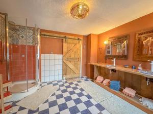 a bathroom with a shower and a sliding door at Briedel in Briedel +26 photos