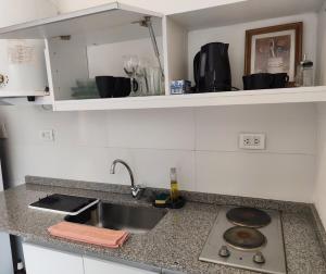 a kitchen with a sink and a counter top at Casa Arpy in Mendoza