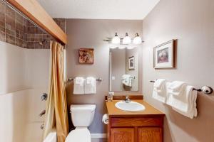 a bathroom with a toilet and a sink and a shower at Brookhaven B7 in Ludlow +40 photos
