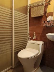 a bathroom with a white toilet and a sink at Nonoy's Haven in Dipolog