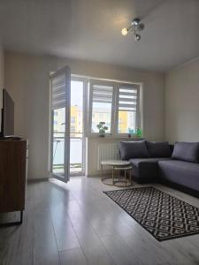 a living room with a couch and a table at Apartament Okulickiego 80 in Gorzów Wielkopolski