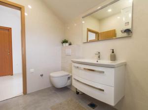 a white bathroom with a sink and a toilet at Villa Marija Zaton in Dubrovnik +30 photos
