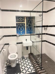 a bathroom with a toilet and a sink at The Residence at 1907 in Thulamahashi