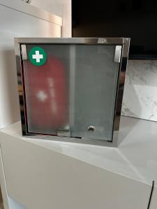 a microwave oven sitting on top of a counter at Tsimiski Central Suites in Thessaloniki