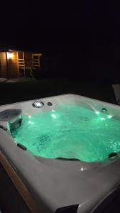 a bath tub with green water in it at Villa ZENORIA in Zuberec +20 photos