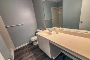 a bathroom with a sink and a toilet and a mirror at Nyakio Suite in Chesapeake +11 photos