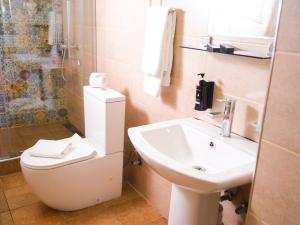 a bathroom with a toilet and a sink at ECO ART Hotel in Tashkent +32 photos