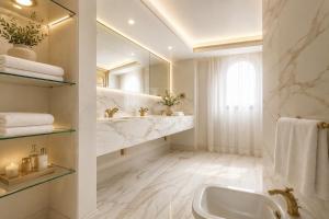 a bathroom with a sink and a mirror at Villa Lena Puglia in Oria +40 photos