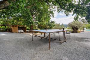 a ping pong table sitting in a parking lot at Suite Maraval Chez L'habitant in Trélissac