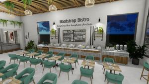 a rendering of a restaurant with tables and chairs at S by Z Hotels, HSR in Bangalore