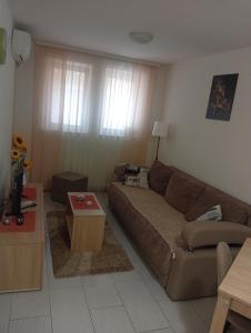 a living room with a couch and a table at JelaLux in Gornja Toplica