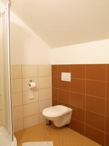 a bathroom with a toilet and a sink at Obecní dům Mokré Lazce in Opava