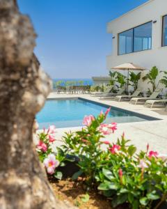 a swimming pool with flowers in front of a building at Daga Resort in Zambrone +16 photos
