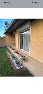 a row of potted plants sitting on a patio at La Villa Nature in La Plaine des Cafres