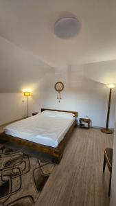 a bedroom with a large bed in a room at Casa de sub Hășmaș in Bălan +26 photos