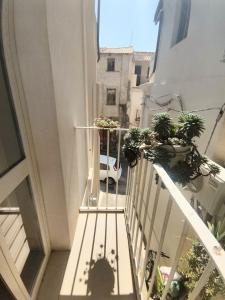 a balcony with potted plants on a building at B&B Mastro Francesco in Scilla