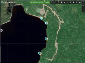 a screenshot of a map with locations on it at Oak Glade RV site in Westfield Beach