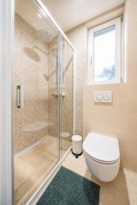 a bathroom with a shower and a toilet at Premium Residence Virotel in Vir +9 photos